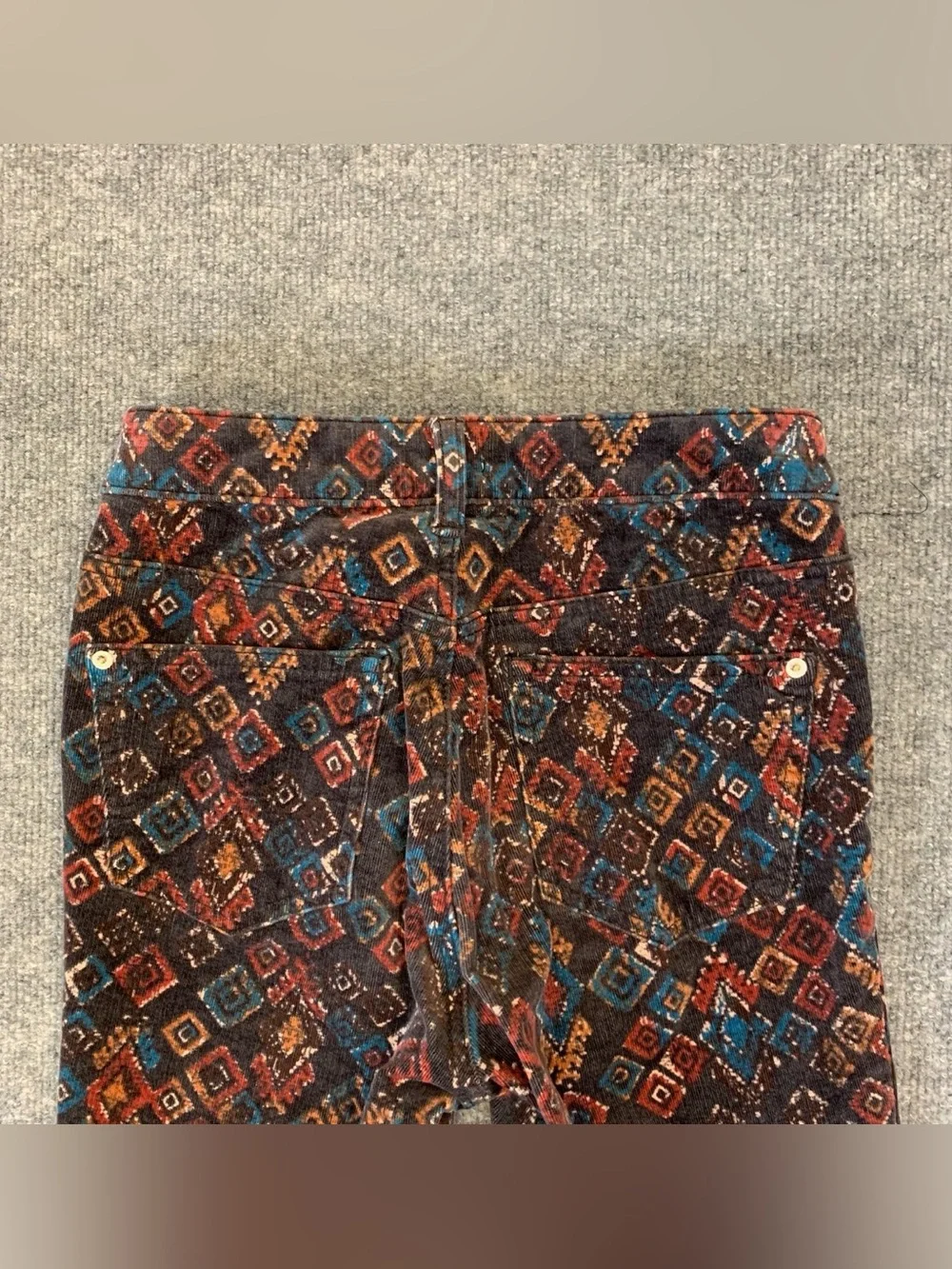 Anthropologie Pilcro Rust Tribal Corduroy Hi Rise Skinny Button Pants Sz 29